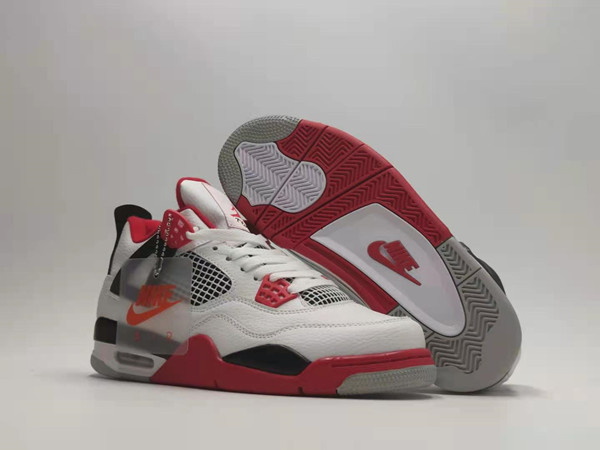 Men's Hot Sale Running weapon Air Jordan 4 White/Red Shoes 0101